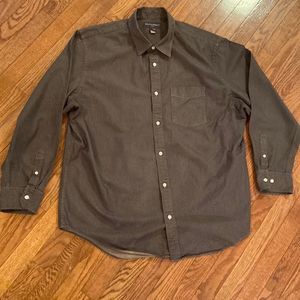 Banana Republic size XXL soft denim button down brown shirt with tan stitching